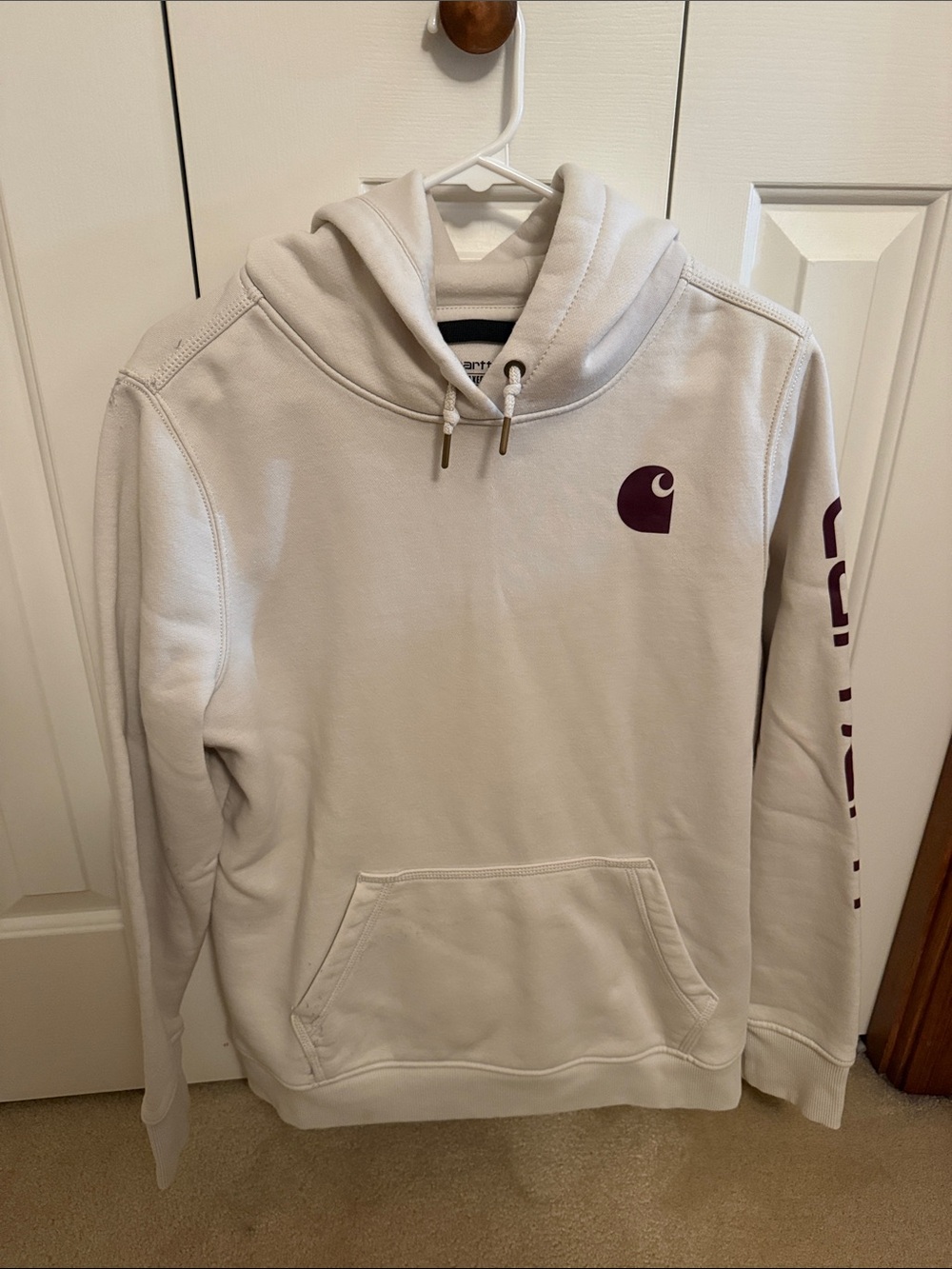 Carhartt Cream Hoodie. Size L